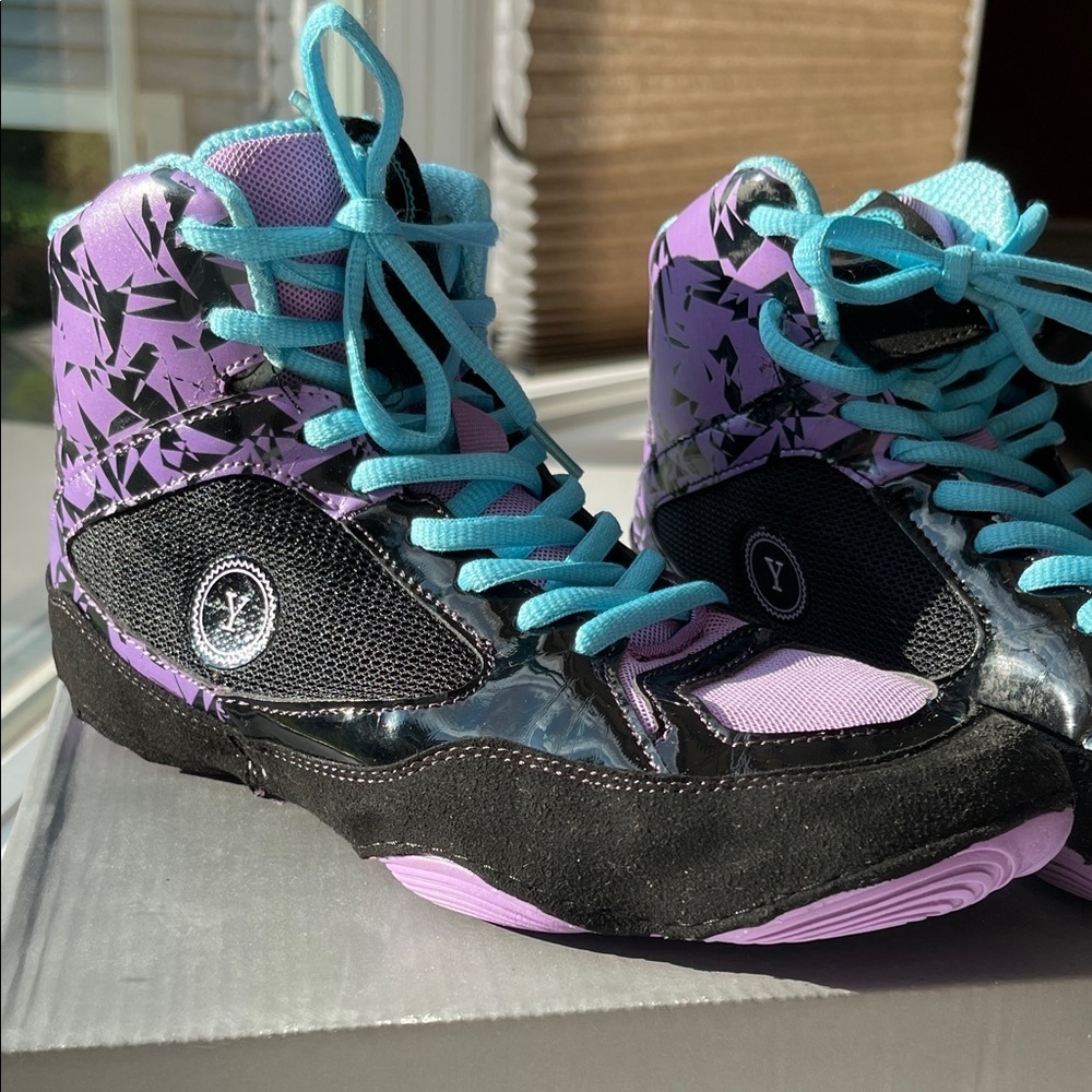 Vibrant Purple and Black Women's Wrestling Athletic Shoes by Yes! Athletics - Picture 10 of 13